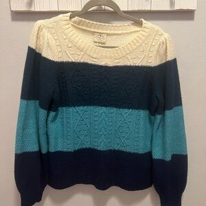 Colorblock Cable Knit Sweater